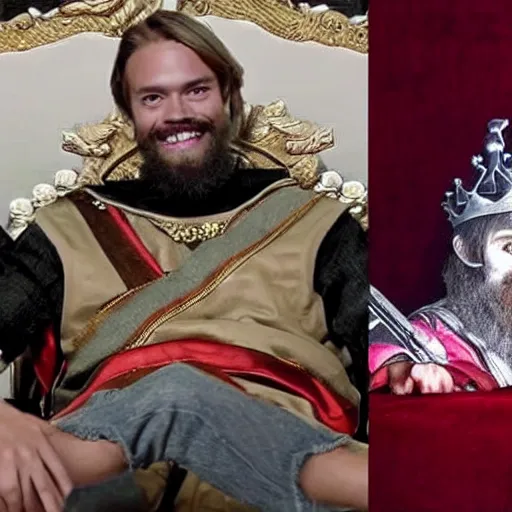 Image similar to pewdiepie as a king on his gamer throne, pewdiepie as the king of youtube