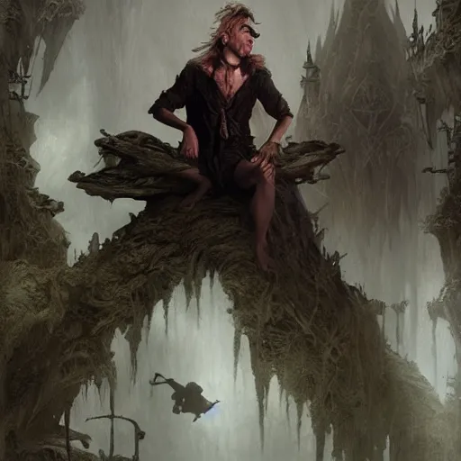 Image similar to lost boys peter pan never never land, darkwave, darksynth, concept art, sharp, digital matte painting, art by luis royo, greg rutkowski, wlop, dramatic lighting, trending on artstation