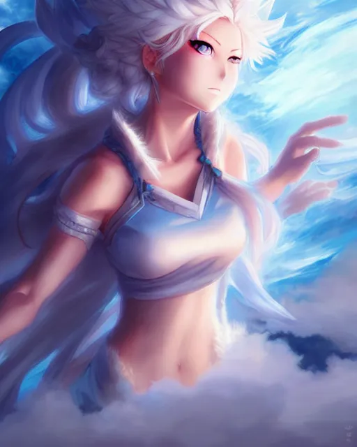 Prompt: character concept art of an anime stormy cloud goddess | | cute - fine - face, pretty face, realistic shaded perfect face, fine details by stanley artgerm lau, wlop, rossdraws, james jean, andrei riabovitchev, marc simonetti, and sakimichan, trending on artstation