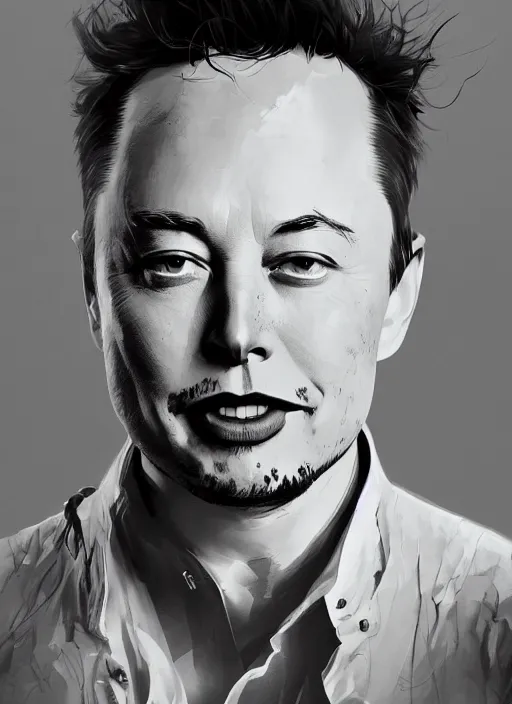 Image similar to a beautiful portrait of elon musk. character design by cory loftis, fenghua zhong, ryohei hase, ismail inceoglu and ruan jia. volumetric light, detailed, rendered in octane