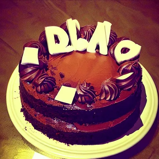 Prompt: chocolate cake with [ letters ] [ d ] [ [ [ w ] ] ]