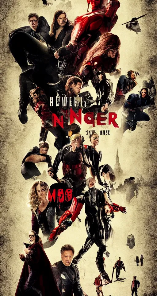 Image similar to niebelungen movie poster in avenger poster style