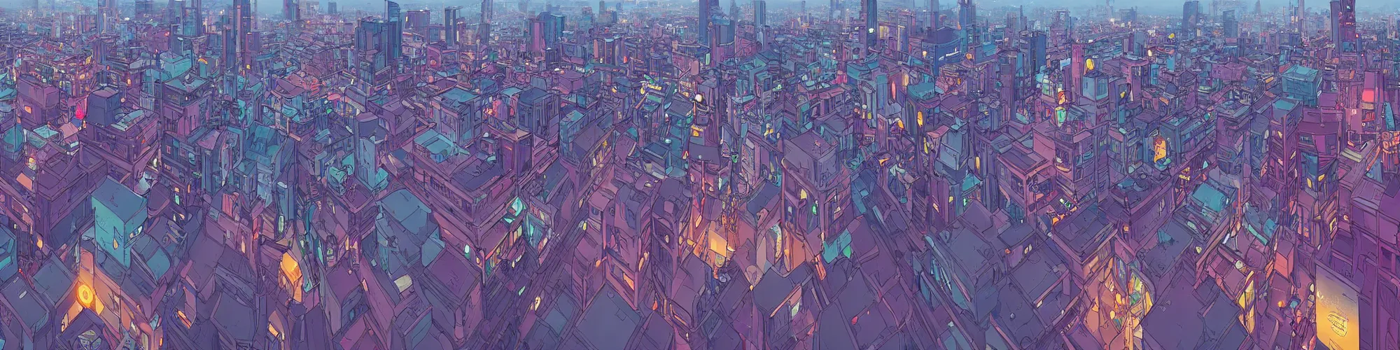 Prompt: panorama view of a city at street level, no cars. sharp focus, cinematic pose, cinematic lighting, unreal engine render. art by josan gonzales and moebius and deathburger.