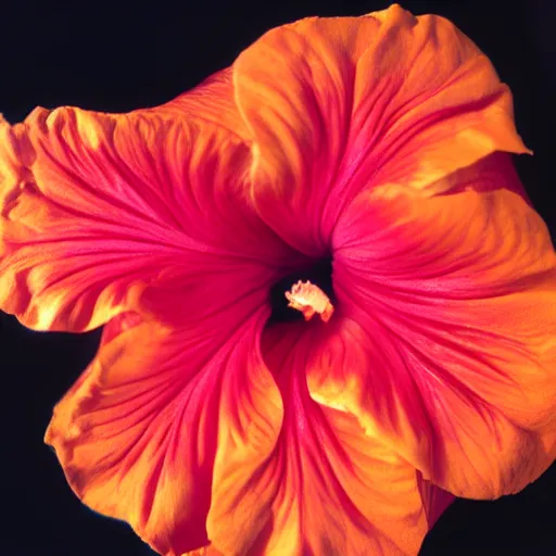 Image similar to a hibiscus flower with detailed orange pedals, floats in space, hubble photo, 2 8 mm lens, olympus xa camera, 3 5 mm film, beautiful, galaxies