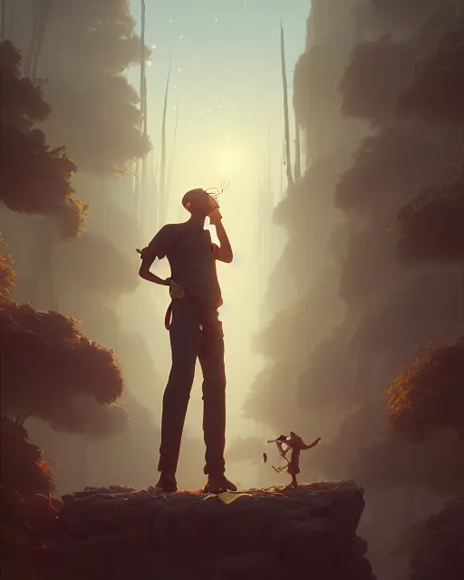 Prompt: highly detailed vfx group portrait of man with a mission, stephen bliss, unreal engine, greg rutkowski, loish, rhads, beeple, makoto shinkai and lois van baarle, ilya kuvshinov, rossdraws, tom bagshaw, alphonse mucha, global illumination, detailed and intricate environment