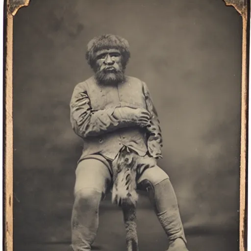 Prompt: tintype of big foot