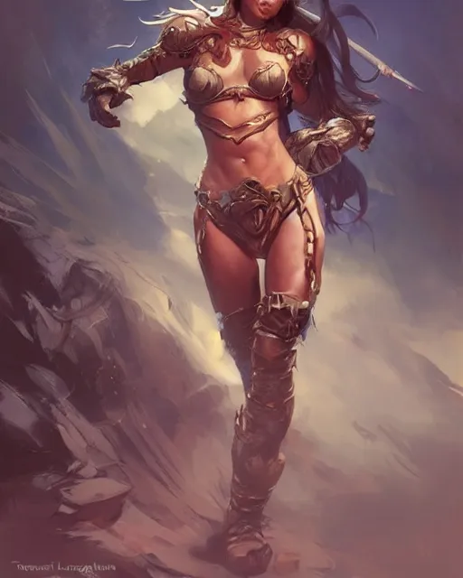 beautiful female warrior by stanley artgerm lau, wlop