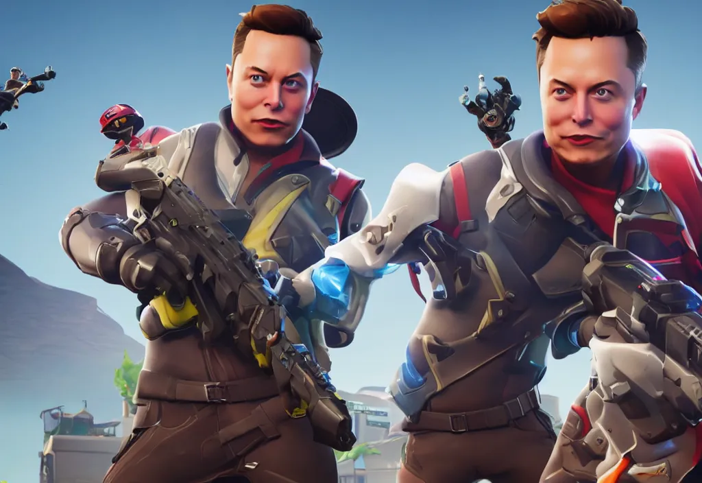 Prompt: gameplay, elon musk as a fortnite character, cinematic, detailed