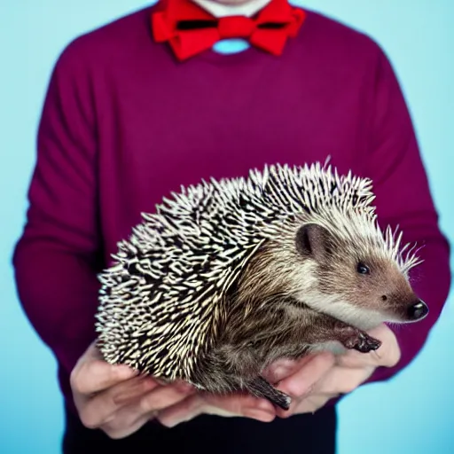 Image similar to richard feynman as a hedgehog. studio fashion shoot in full colour. 8 5 mm f 5. 7