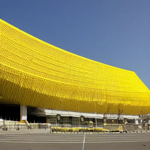 Prompt: big stadium yellow colored,