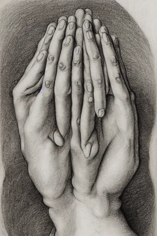 Prompt: praying hands, pencil-drawing by albrecht-durer