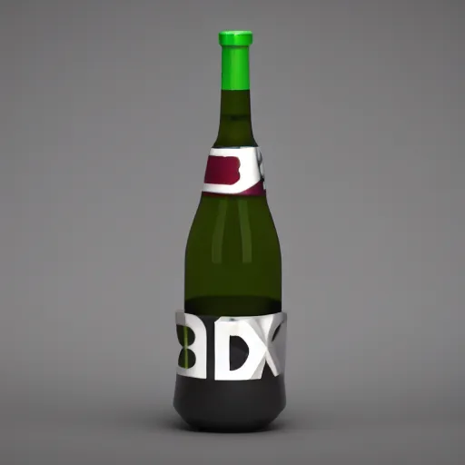 Image similar to matt lablanc as a pixar character with a wine bottle body, 3 d, octane render