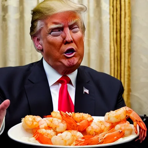 Image similar to donald trump eating shrimp