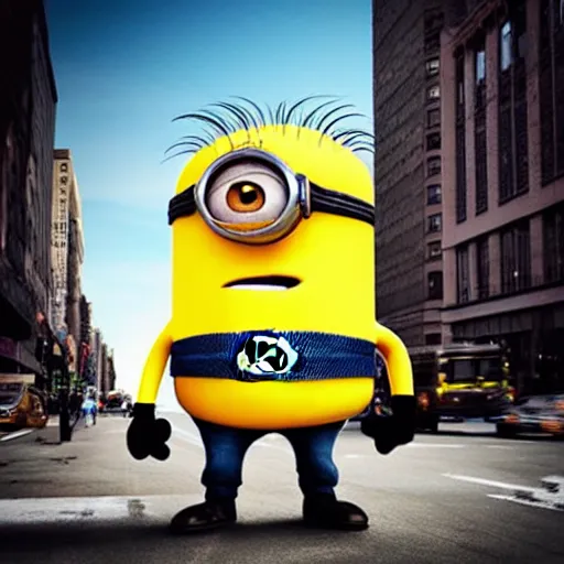 Image similar to 4 k instagram photo of a huge minion monster terrorizing new york city