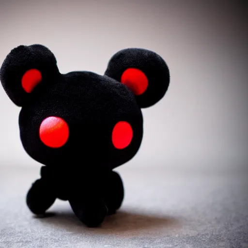 Prompt: cute fumo plush of a black and red monster, many eyes, kawaii, symmetry