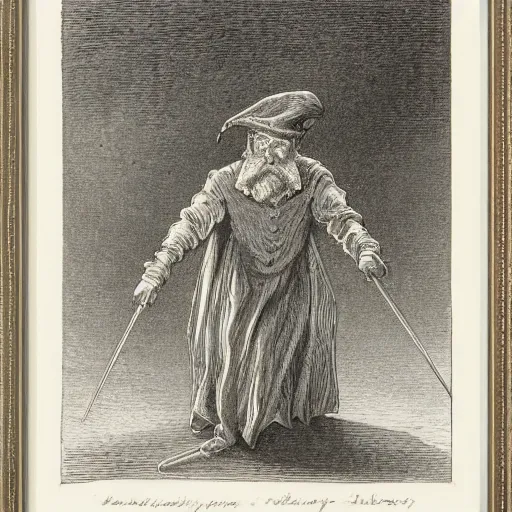 Prompt: medieval wizard figure skating by gustave dore