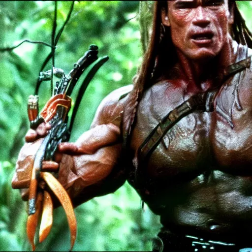 Image similar to arnold schwarzenegger in predator ( 1 9 8 7 ), 8 k wide shot