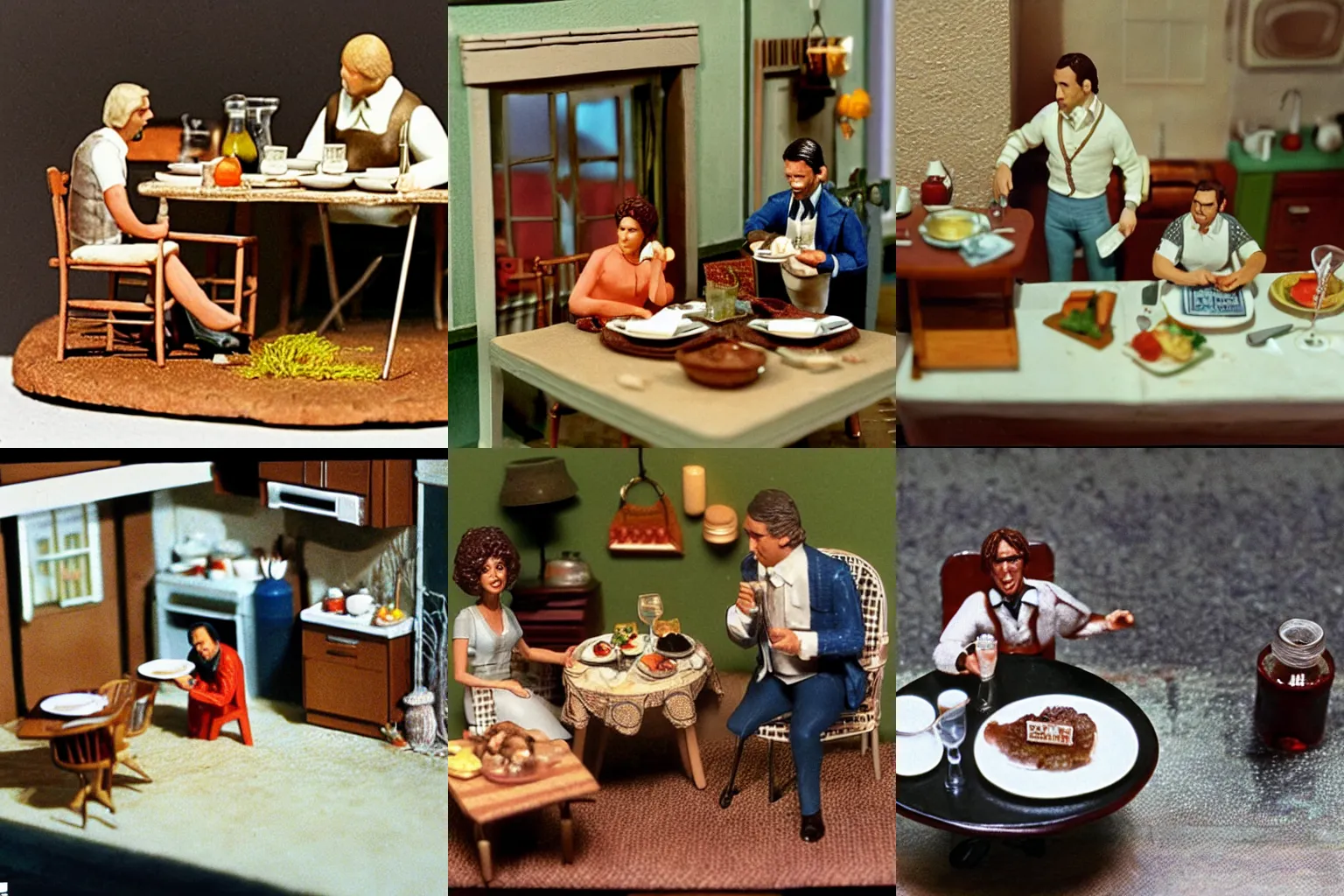 Prompt: miniature diorama of a scene from the movie'my dinner with andre'( 1 9 8 1 )