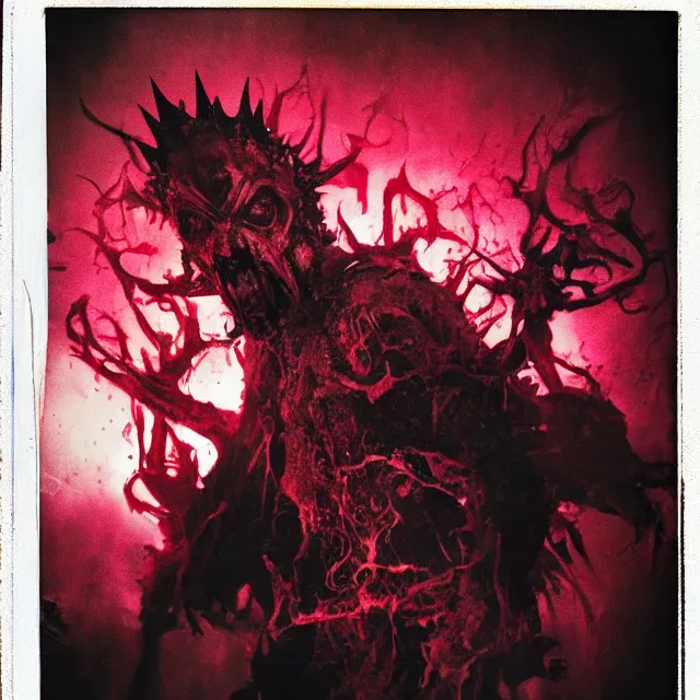 Prompt: the chaos king, bleeding colors, big budget movie scene, horror reality, award winning photograph, cinematic lighting, realistic!, hyperrealism, realistic refine flavor, real polaroid picture