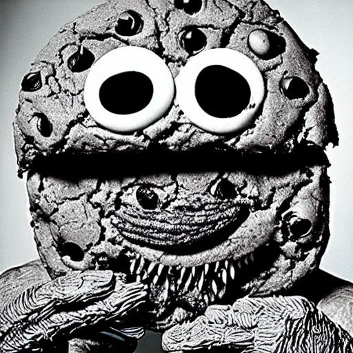 Image similar to Cookie Monster, by HR Giger