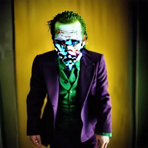 Prompt: uhd photorealisitc candid photo of jack bauer as the joker. correct makeup. correct face, accurate face. photo by annie leibowitz and steve mccurry