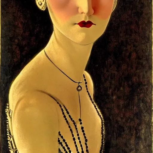 Image similar to a woman wearing weimar berlin fashion, 1 9 2 0's, looking at the camera, aesthetic, elaborate, intricate, highly detailed, detailed face, smooth, sharp focus, occlusion shadow, rim light, art by waterhouse, mallais, salvador dali,