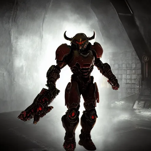 Image similar to doom slayer from doom eternal, photography