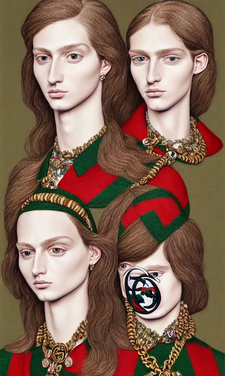 Image similar to a very beautiful gucci portrait, highly detailed, intricate