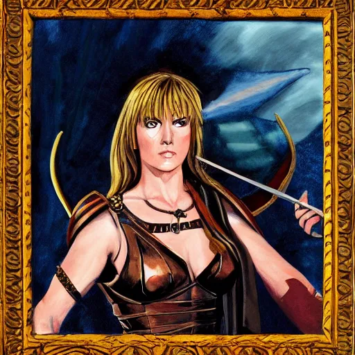 Image similar to xena warrior princess d & d character portrait by francis bacon