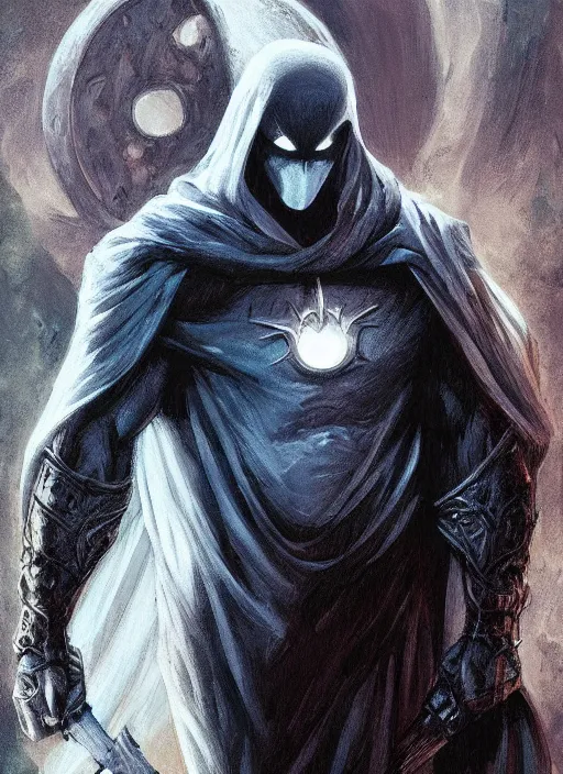 Image similar to digital _ painting _ of _ moon knight _ by _ filipe _ pagliuso _ and _ justin _ gerard _ symmetric _ fantasy _ highly _ detailed _ realistic _ intricate _ port