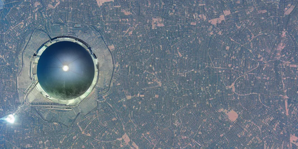 Image similar to satellite photo of a futuristic interplanetary dome