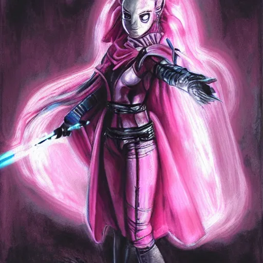 Image similar to pinkie pie as a sith lord, painting by Yoshitaka Amano