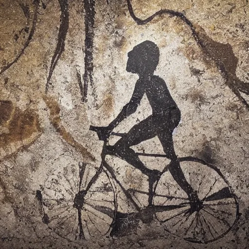 Prompt: a cave painting of a bicycle