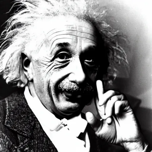 Image similar to einstein getting high, sticking his tongue out and doing sign of the horns