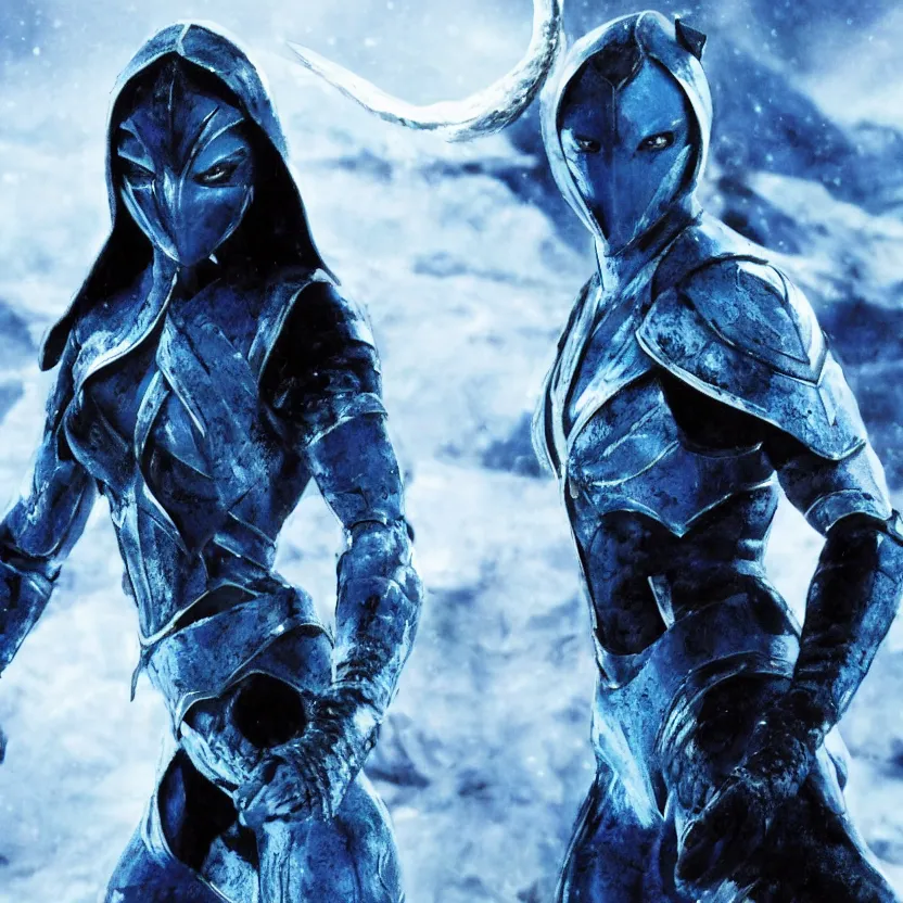 Image similar to natalie portman as subzero from mortal combat, ultra realistic, movie screenshot, cinematic, epic, sense of awe