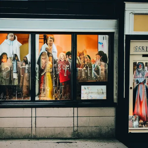 Prompt: photography of a storefront church