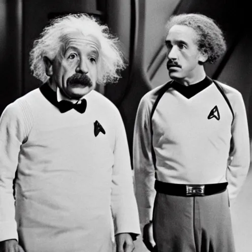 Image similar to Young Albert Einstein and Old Albert Einstein in the new Star Trek movie