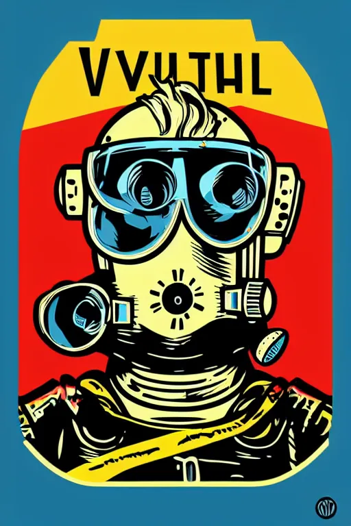 Image similar to fallout 7 6 retro futurist illustration art by butcher billy, sticker, colorful, illustration, highly detailed, simple, smooth and clean vector curves, no jagged lines, vector art, smooth andy warhol style