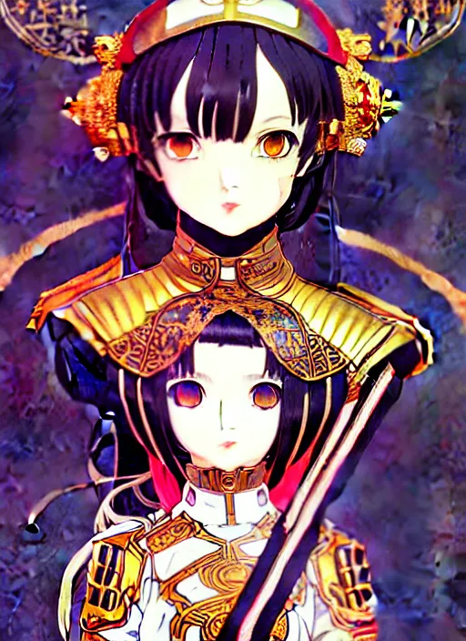 Image similar to ilya kuvshinov anime knight girl in ornate armor, last exile, murata range, fine detail, perfect anime face, dramatic lighting, dynamic composition, gustav klimt, art deco, cel shading, vivid, rich texture, ( ( ( yoshinari yoh ) ) ), alphonse mucha, ( ( ( colorful ) ) ),