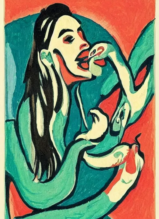 Image similar to a boa constrictor trying to get the last bit of toothpaste out of the tube, ernst ludwig kirchner