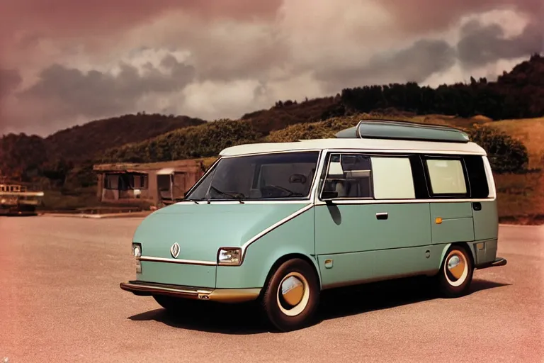 Prompt: designed by giorgetto giugiaro futuristic concept citroen van vw safari, ektachrome photograph, volumetric lighting, f 8 aperture, cinematic eastman 5 3 8 4 film