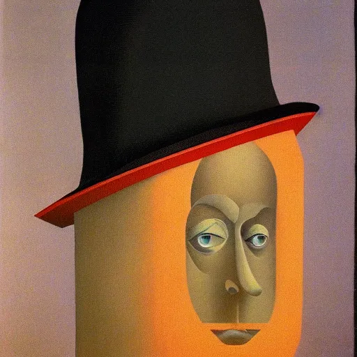 Prompt: A strange-looking character, by René Magritte