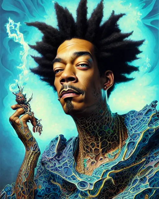 Prompt: a headshot of a wiz khalifa, made of fractals facing each other, ultra realistic, wide angle, intricate details, the fifth element artifacts, highly detailed by peter mohrbacher, hajime sorayama, wayne barlowe, boris vallejo, aaron horkey, gaston bussiere, craig mullins