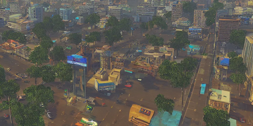 Image similar to guatemala city if it was a game like grand theft auto v first person view, head - up display with realistic visuals and award winning gameplay