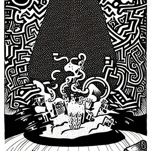 Image similar to psychedelic mcbess illustration