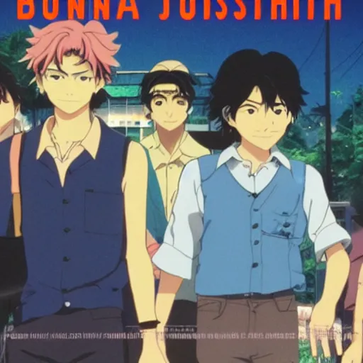 Prompt: film still Poster of Banana Fish Gang by Dice Tsutsumi, Makoto Shinkai, Studio Ghibli