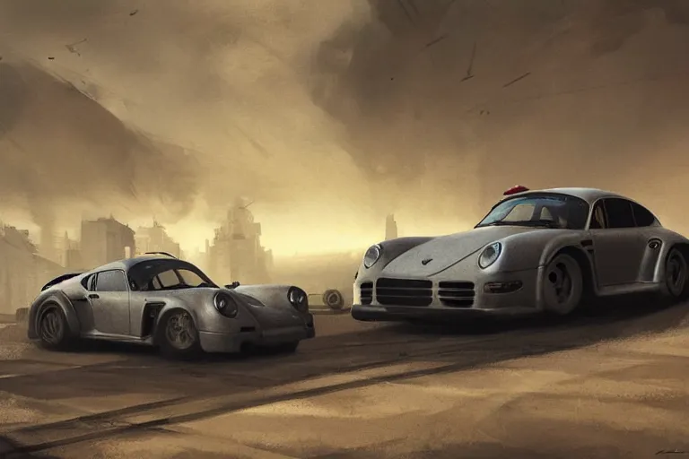 Prompt: dieselpunk porsche 959 ready for battle, highly detailed, digital painting, artstation, concept art, sharp focus, illustration, art by raphael lacoste and greg rutkowski