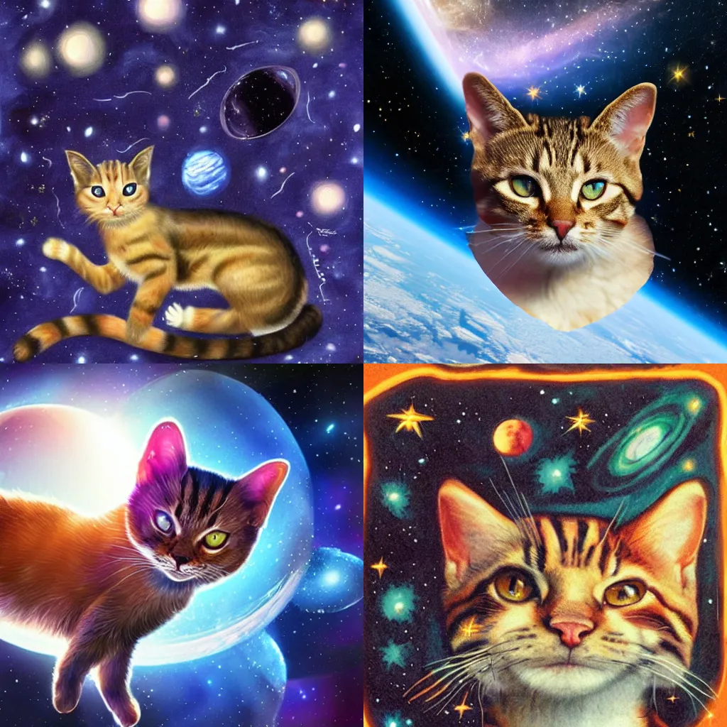Prompt: a housecat in space