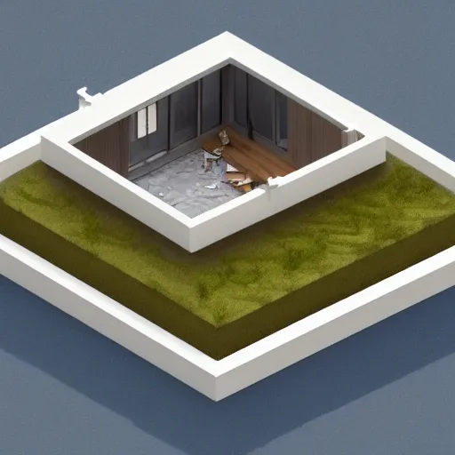 Prompt: isometric view of a brutalist villa trending on artstation