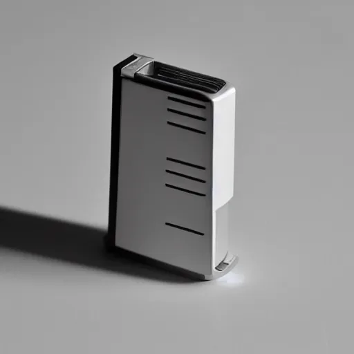 Image similar to a lighter designed by dieter rams, white background, studio photograph